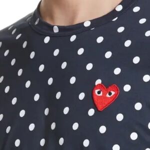 Comme des Garçons Navy Blue Polka Dot Tee - Size Small/Medium